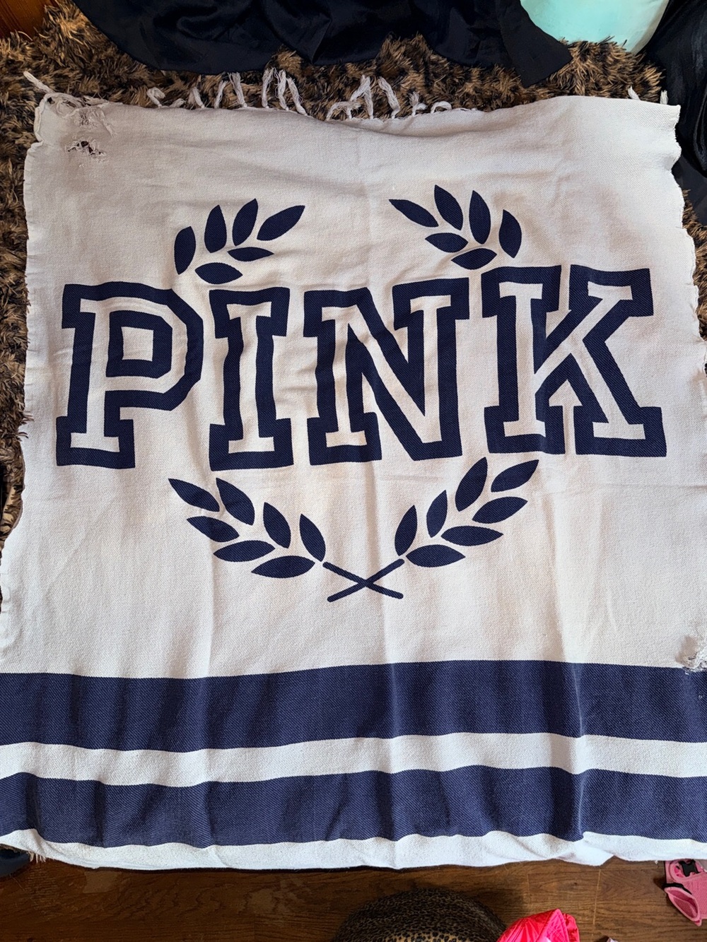PINK Victoria's Secret Navy and White Logo Wall Tapestry